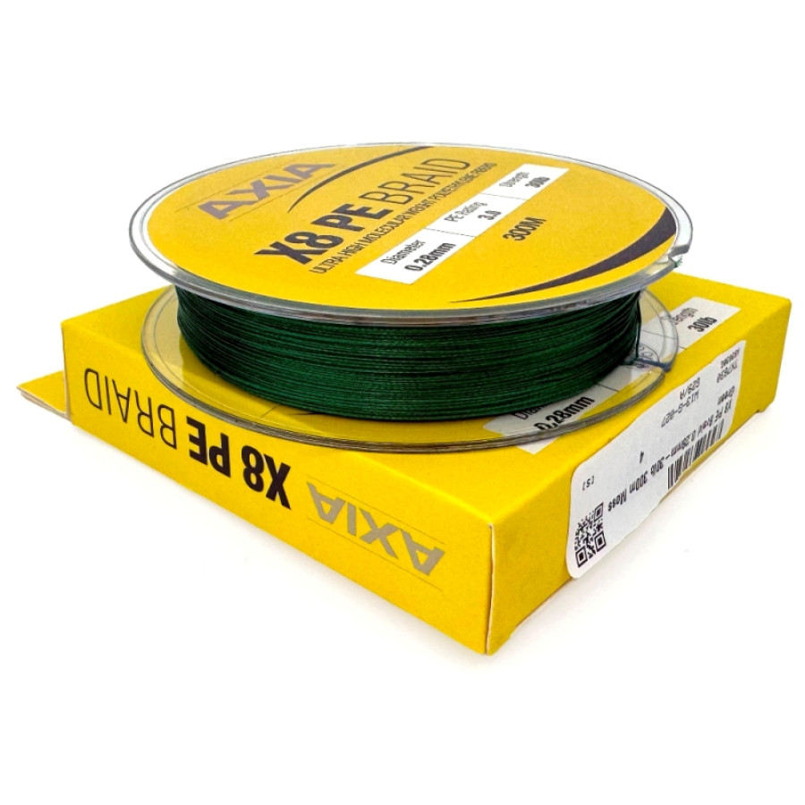 ΝΗΜΑ 8ΚΛΩΝΟ X8 PE BRAID AXIA 300mt MOSS GREEN 