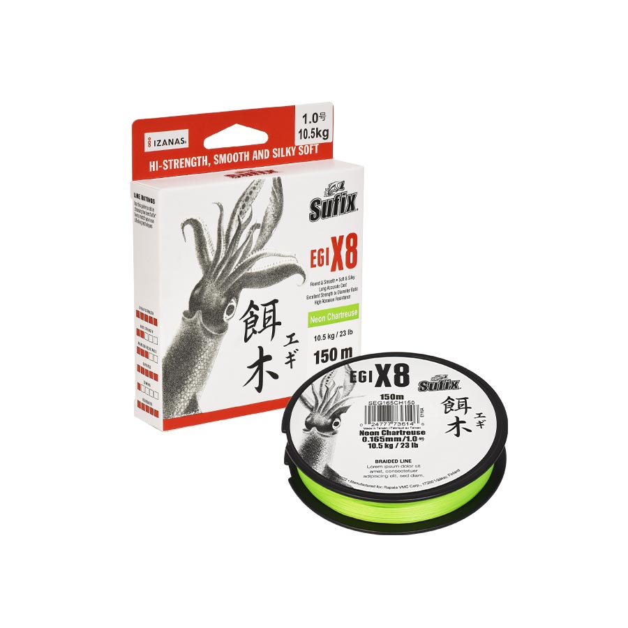 ΝΗΜΑ SUFIX EGI X8 150mt 0.148mm NEON LIME