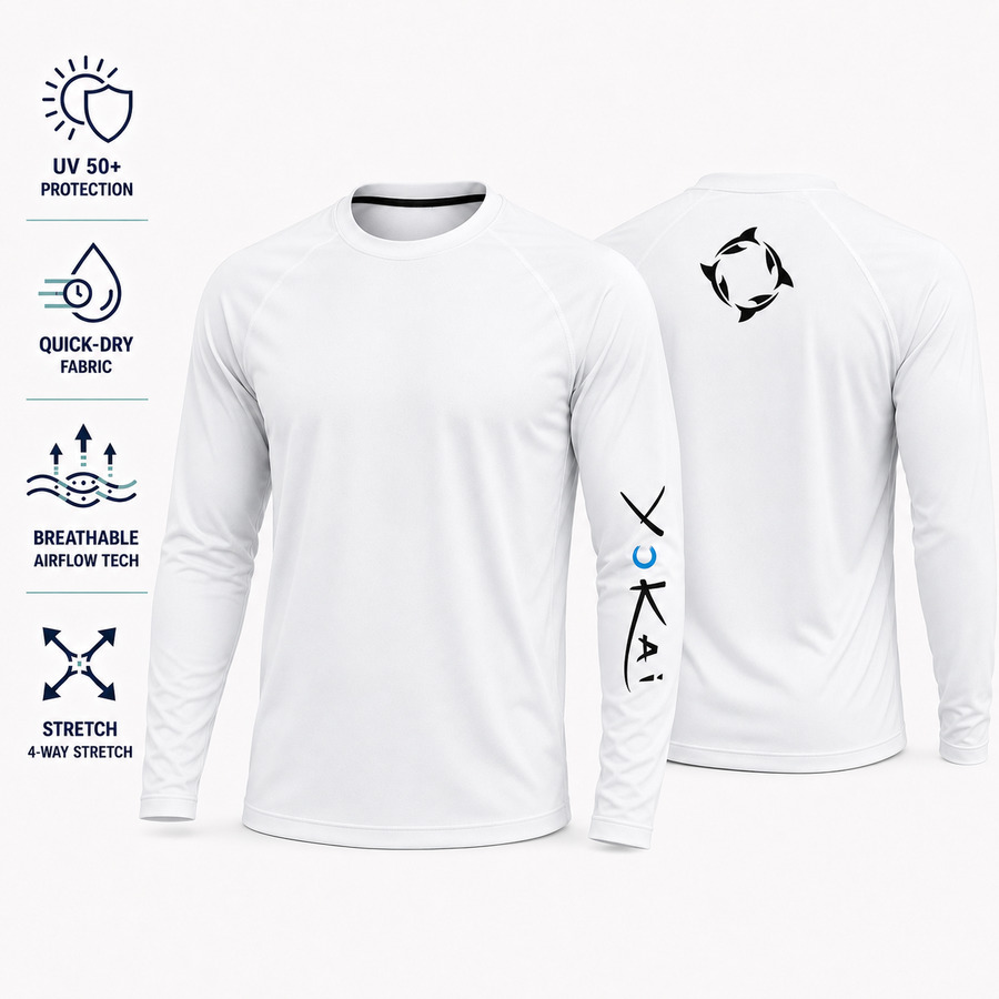 ΜΠΛΟΥΖΑΚΙ T-SHIRT UV 50+ ΥΟΚΑΙ ΜΕ ΣΧΕΔΙΟ ΚΑΡΧΑΡΙΑ ΑΣΠΡΟ