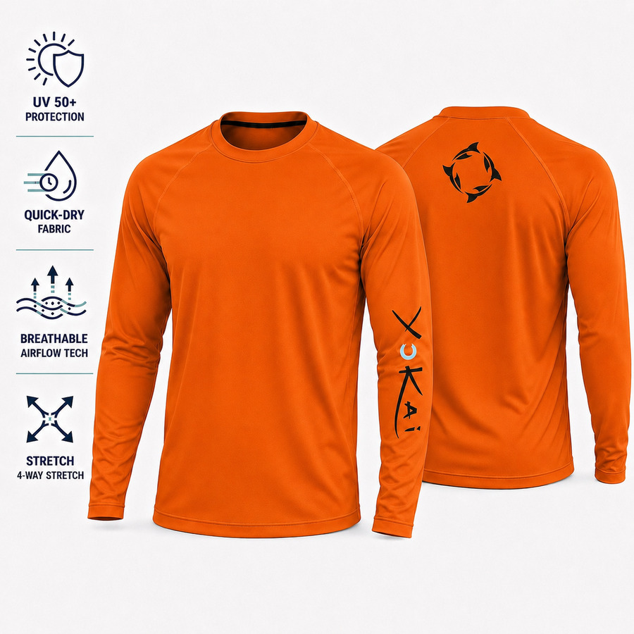 ΜΠΛΟΥΖΑΚΙ T-SHIRT UV 50+ ΥΟΚΑΙ ΜΕ ΣΧΕΔΙΟ ΚΑΡΧΑΡΙΑ ΠΟΡΤΟΚΑΛΙ FLUO