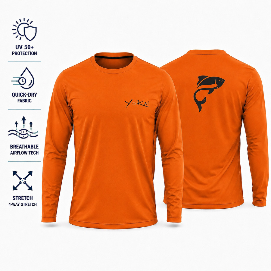 ΜΠΛΟΥΖΑΚΙ T-SHIRT UV 50+ ΥΟΚΑΙ ΜΕ ΣΧΕΔΙΟ ΨΑΡΑΚΙ ΠΟΡΤΟΚΑΛΙ FLUO