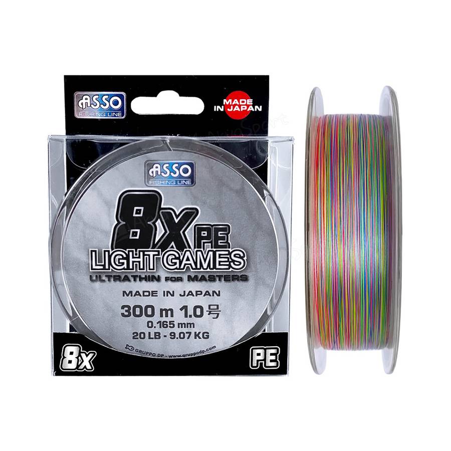 ΝΗΜΑ ASSO PE 8X LIGHT GAMES ΟΚΤΑΚΛΩΝΟ 300MT / MULTICOLOR